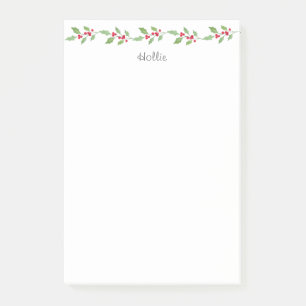 Watercolor Holly Garland Post-it Notes