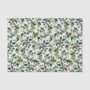 Watercolor Holly Greenery Pattern Christmas Tissue Paper