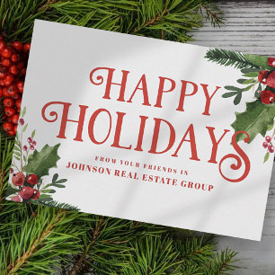 Watercolor Holly    Holiday Greetings