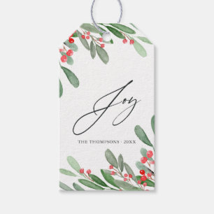Watercolor Holly Jolly Christmas Gift Tags