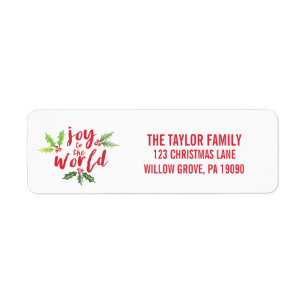 Watercolor Holly Joy to the World Christmas