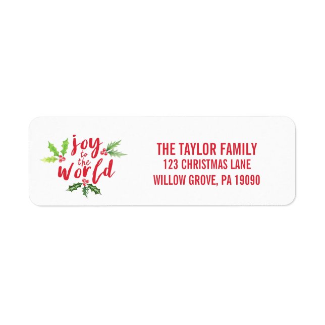 Watercolor Holly Joy to the World Christmas (Front)