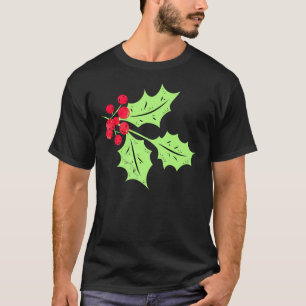 Watercolor Holly Leaves and Berries T-Shirt