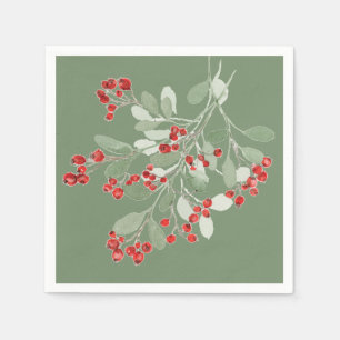 Watercolor Holly Napkin
