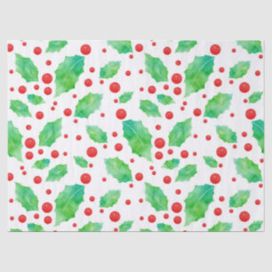 Watercolor Holly Pattern Tissue Paper