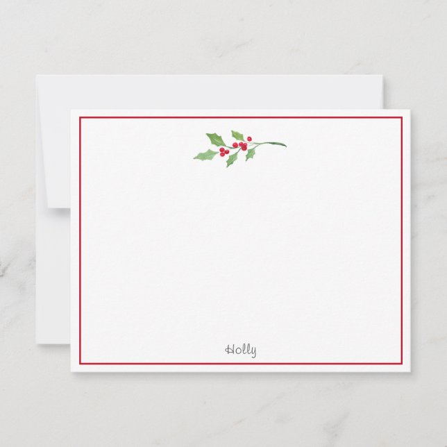 Watercolor Holly Sprig Card (Front)