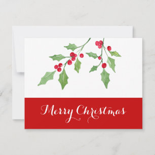 Watercolor Holly Sprigs Card