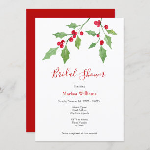 Watercolor Holly Sprigs Invitation