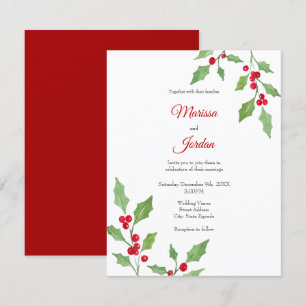 Watercolor Holly Sprigs Invitation