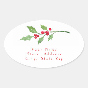 'Watercolor Holly Sprigs'  labels
