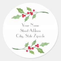 'Watercolor Holly Sprigs' Labels