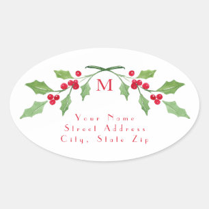 'Watercolor Holly Sprigs'  labels