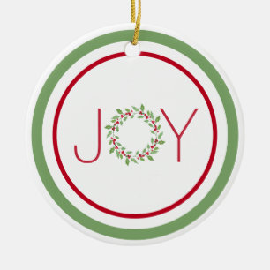 Watercolor Holly Wreath Ceramic Tree Decoration