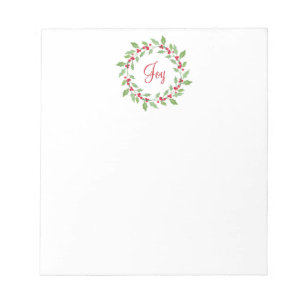 Watercolor Holly Wreath Notepad