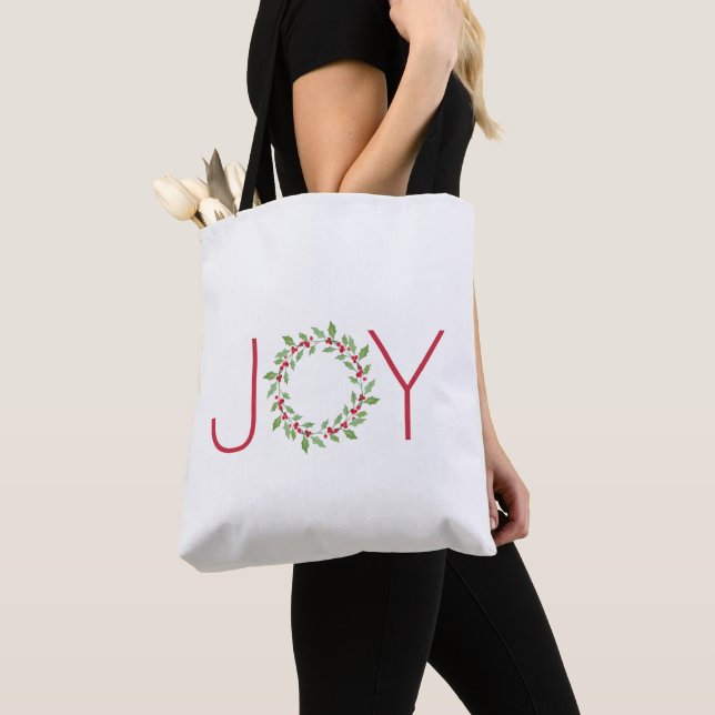 Watercolor Holly Wreath  Tote Bag (Close Up)