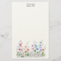 Watercolor Hollyhock Personalised Stationery Pages