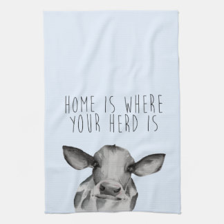 Watercolor Holstein Cow Tea Towel