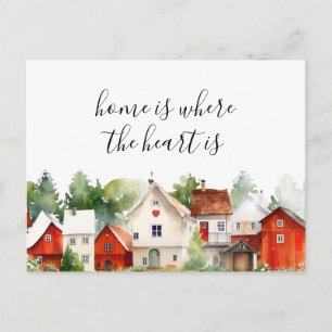 Watercolor Home Is Where the Heart Is Real Estate Postcard