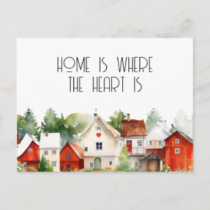 Watercolor Home Is Where the Heart Is Real Estate Postcard