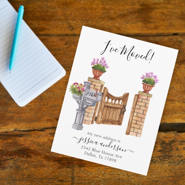 Watercolor Home Moving Announcement I've Moved Postcard (Creator Uploaded)