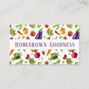 Watercolor Homegrown Vegetable Pattern Business Card