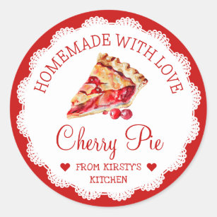 Watercolor Homemade Cherry Pie Food Label