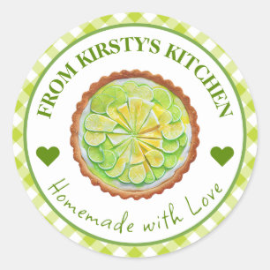 Watercolor Homemade Gingham Key Lime Pie Label