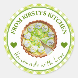 Watercolor Homemade Gingham Key Lime Pie Label