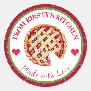 Watercolor Homemade Kitchen Cherry Pie Classic Round Sticker