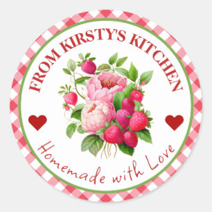 Watercolor Homemade Strawberry Flowers Label