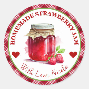 Watercolor Homemade Strawberry Jam Label