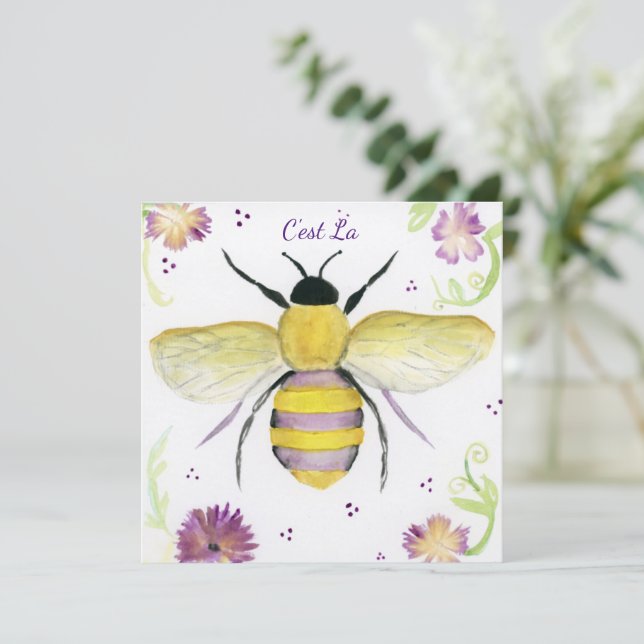 Watercolor Honey Bee Note Card (Standing Front)
