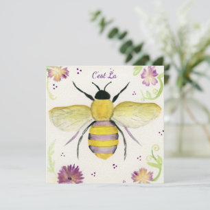 Watercolor Honey Bee Note Card