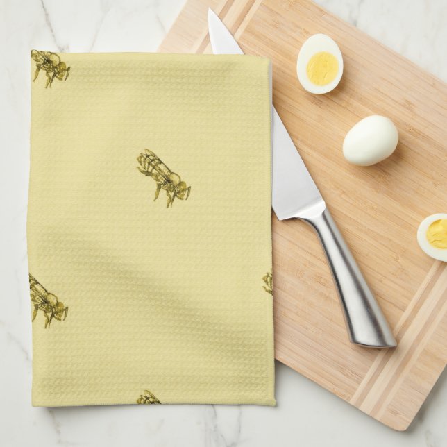 Watercolor Honey Bee Tea Towel (Quarter Fold)