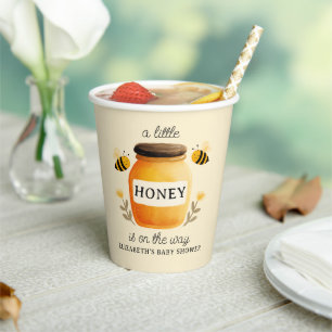 Watercolor Honey & Bees Baby Shower Yellow Paper Cups