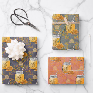 Watercolor Honey Jars for Bee Lovers Wrapping Paper Sheet