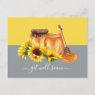 Watercolor Honey Still Life Get Well Postcard