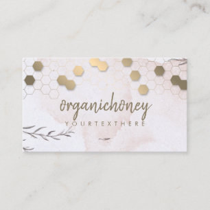 Watercolor Honeycomb bee farm Apiary Business Card