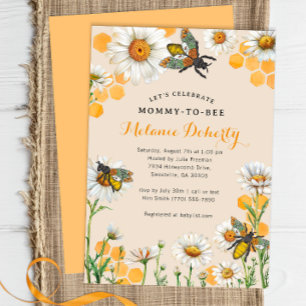 Watercolor Honeycomb Mummy To Bee Baby Shower  Invitation