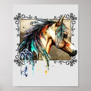 Watercolor Horse And Key  Poster