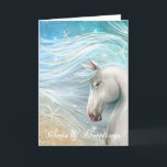 Watercolor Horse Art Beach Christmas Holiday Card<br><div class="desc">Create your own unique personalised beach Christmas card quite unlike any other... The beautiful ocean horse themed painting by Raphaela Wilson depicts a beachy holiday scene with watercolor blends of blue, teal green, white and vintage gold accents. The soft tropical scene with starfish and sparkling sand conveys a feeling of...</div>