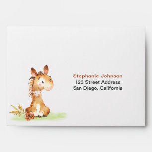 Watercolor Horse Baby Shower Farm Thank You Envelope