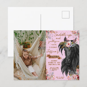 Watercolor horse birthday cowgirl postcard