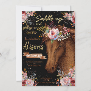 Watercolor horse birthday horse party  invitation