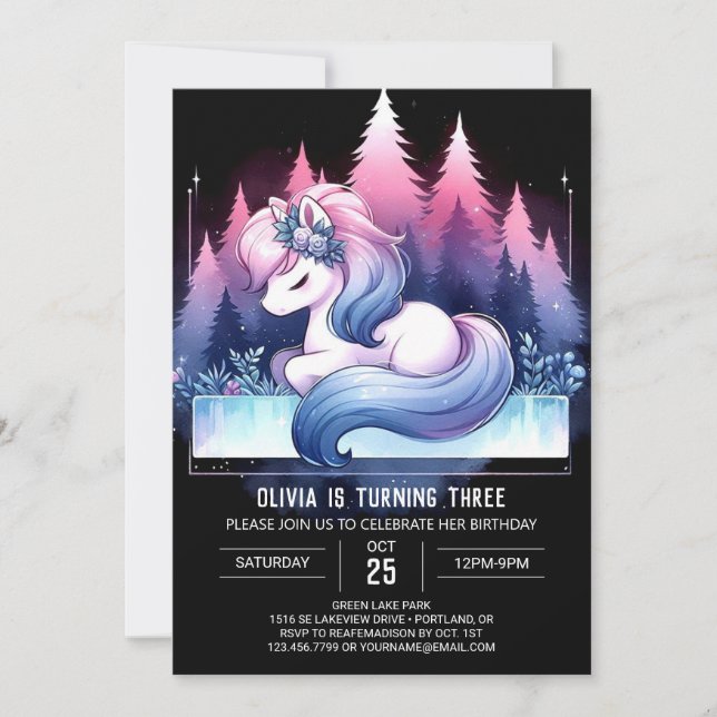 Watercolor Horse Birthday Invitation (Front)