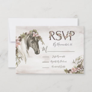 Watercolor Horse Floral response cards RSVP