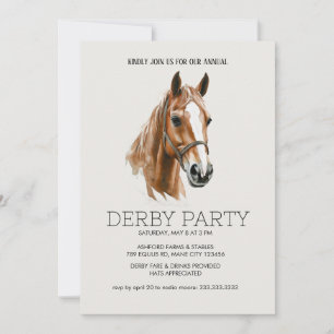 Watercolor Horse Head Kentucky Derby Party Invitat Invitation