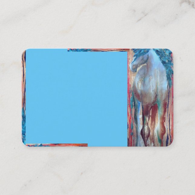 Watercolor Horse Image on Aqua Blue Business Card (Front)