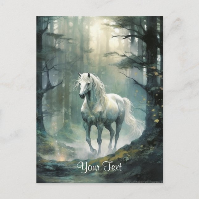 Watercolor Horse in Forest Personised Postcard (Front)