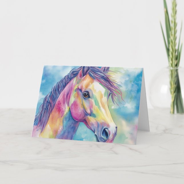 Watercolor Horse Note Card Blank Inside (Front)